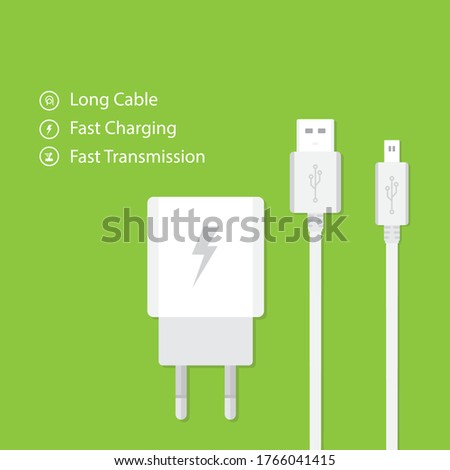Flat design smartphone charger adapter