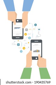 Flat design smartphone communication concept