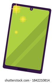 Flat design with smartphone with notch and some glows, isolated over white background.