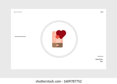flat design smartphone valentine-themed icon on a white background