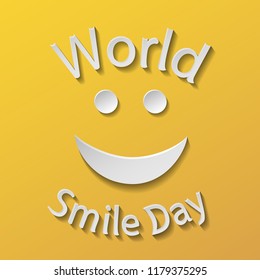Flat design smile cartoon isolated on yellow background. Vector illustration.
