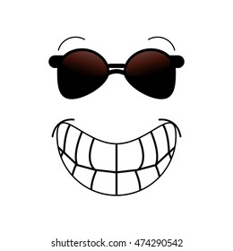 flat design smile emoticon icon vector illustration