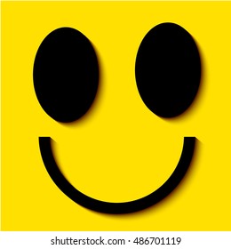 flat design smile with a shadow on a yellow background 3d vector