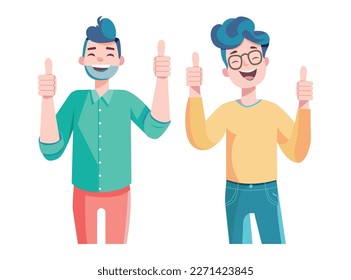 Flat design Smiling people showing ok sign with hands. Happy a woman demonstrate approval gesture. vector