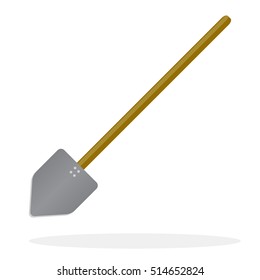 Flat design. Snow shovel icon and digging sign, vector illustration