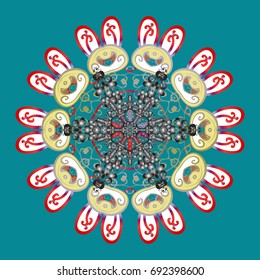 Flat design. Snowflake icon, isolated. Vector illustration. Vector winter snowflakes on colorful background. Icons, labels.