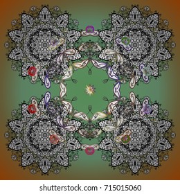 Flat design. Snowflake icon, isolated. Vector nice snowflakes on colorful background. Vector illustration.