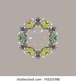 Flat design. Snowflake icon, isolated. Vector nice snowflakes on colorful background. Vector illustration.