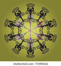 Flat design. Snowflake icon, isolated. Vector nice snowflakes on colorful background. Vector illustration.