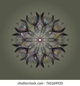 Flat design. Snowflake mosaic icon. Symbol winter, frozen, Christmas, New Year holiday. Graphic element decoration. Silhouette snow flake sign isolated neutral, gray and brown colors. Vector design.