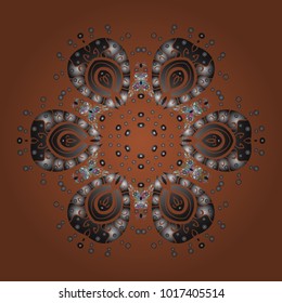 Flat design of snowflakes isolated on colorful background. Snowflake ornamental pattern. Snowflakes pattern. Vector illustration. Snowflakes background.