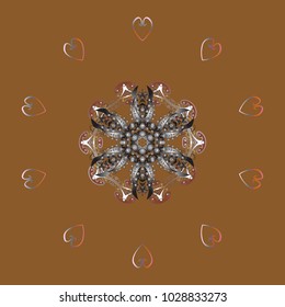 Flat design of snowflakes isolated on colorful background. Snowflakes pattern. Snowflakes background. Vector illustration. Snowflake ornamental pattern.