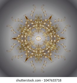 Flat design of snowflakes isolated on colorful background. Snowflakes background. Snowflakes pattern. Snowflake ornamental pattern. Vector illustration.