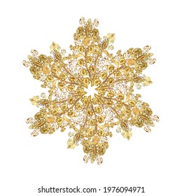 Flat design of snowflakes isolated on colorful background. Snowflake ornamental pattern. Vector illustration. Snowflakes background. Snowflakes pattern.