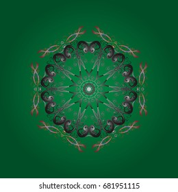 Flat design of snowflakes isolated on colorful background. Snowflakes background. Snowflake ornamental pattern. Vector illustration. Snowflakes pattern.