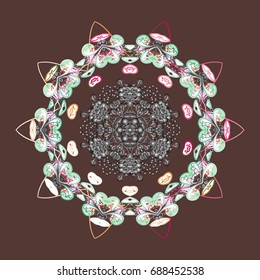 Flat design of snowflakes isolated on colorful background. Snowflakes pattern. Snowflakes background. Vector illustration. Snowflake ornamental pattern.