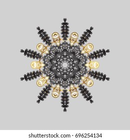 Flat design of snowflakes isolated on colorful background. Snowflakes pattern. Snowflakes background. Vector illustration. Snowflake ornamental pattern.