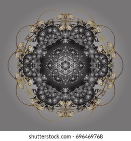Flat design of snowflakes isolated on colorful background. Snowflakes pattern. Snowflake ornamental pattern. Snowflakes background. Vector illustration.