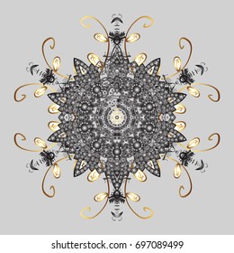 Flat design of snowflakes isolated on colorful background. Snowflakes background. Snowflakes pattern. Snowflake ornamental pattern. Vector illustration.