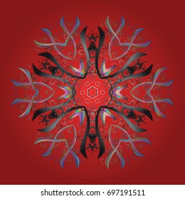 Flat design of snowflakes isolated on colorful background. Snowflakes pattern. Snowflakes background. Vector illustration. Snowflake ornamental pattern.