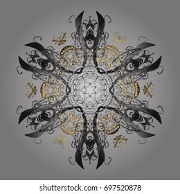 Flat design of snowflakes isolated on colorful background. Snowflake ornamental pattern. Snowflakes background. Snowflakes pattern. Vector illustration.
