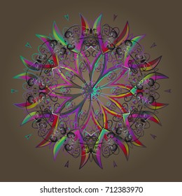 Flat design of snowflakes isolated on colorful background. Snowflake ornamental pattern. Snowflakes background. Snowflakes pattern. Vector illustration.