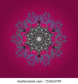 Flat design of snowflakes isolated on colorful background. Snowflakes background. Snowflake ornamental pattern.