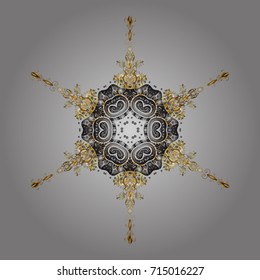 Flat design of snowflakes isolated on colorful background. Snowflakes background. Snowflake ornamental pattern. Vector illustration. Snowflakes pattern.