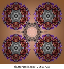Flat design of snowflakes isolated on colorful background. Snowflakes background. Snowflake ornamental pattern. Vector illustration. Snowflakes pattern.
