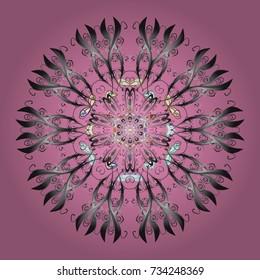 Flat design of snowflakes isolated on colorful background. Snowflakes pattern. Snowflakes background. Vector illustration. Snowflake ornamental pattern.
