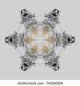 Flat design of snowflakes isolated on colorful background. Snowflake ornamental pattern. Snowflakes pattern. Vector illustration. Snowflakes background.