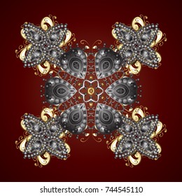 Flat design of snowflakes isolated on colorful background. Snowflake ornamental pattern. Snowflakes pattern. Vector illustration. Snowflakes background.