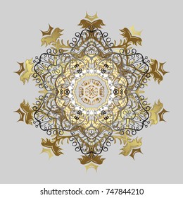 Flat design of snowflakes isolated on colorful background. Snowflakes background. Snowflakes pattern. Snowflake ornamental pattern. Vector illustration.