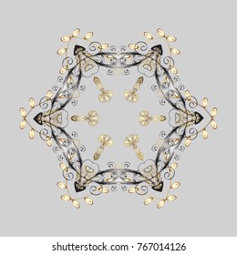 Flat design of snowflakes isolated on colorful background. Snowflakes pattern. Snowflake ornamental pattern. Snowflakes background. Vector illustration.