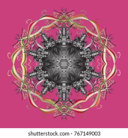 Flat design of snowflakes isolated on colorful background. Snowflake ornamental pattern. Snowflakes background. Snowflakes pattern. Vector illustration.