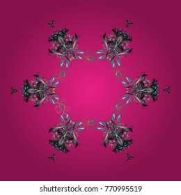 Flat design of snowflakes isolated on colorful background. Vector illustration. Snowflake ornamental pattern. Snowflakes pattern. Snowflakes background.