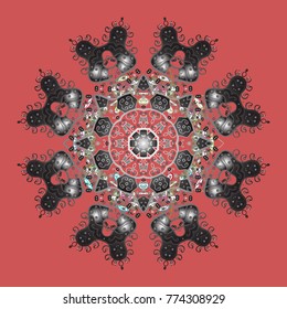 Flat design of snowflakes isolated on colorful background. Vector illustration. Snowflakes background. Snowflake ornamental pattern. Snowflakes pattern.