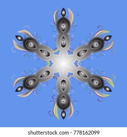 Flat design of snowflakes isolated on colorful background. Snowflakes background. Vector illustration. Snowflakes pattern. Snowflake ornamental pattern.