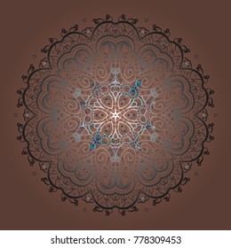 Flat design of snowflakes isolated on colorful background. Snowflakes background. Snowflake ornamental pattern. Vector illustration. Snowflakes pattern.