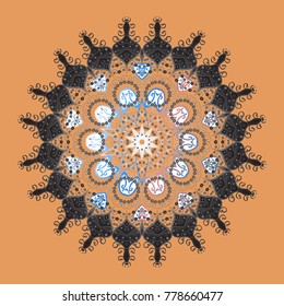 Flat design of snowflakes isolated on colorful background. Snowflakes background. Snowflake ornamental pattern. Vector illustration. Snowflakes pattern.