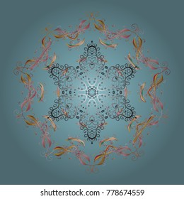 Flat design of snowflakes isolated on colorful background. Vector illustration. Snowflakes pattern. Snowflakes background. Snowflake ornamental pattern.