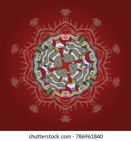 Flat design of snowflakes isolated on colorful background. Vector illustration. Snowflakes pattern. Snowflakes background. Snowflake ornamental pattern.