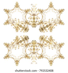 Flat design of snowflakes isolated on colorful background. Snowflakes background. Snowflake ornamental pattern. Vector illustration. Snowflakes pattern.