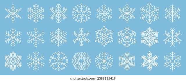 Flat design snowflakes vector Christmas and new year decoration element set.
