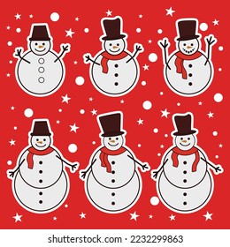 Flat design snowman character collection, perfect for office, banner, company, landing page, background, social media, wallpaper and more
