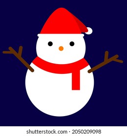 flat design snowman christmas with blue background. isolate,Vector cartoon background.christmas concept.