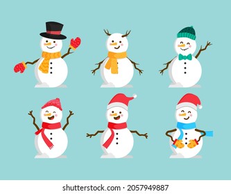 Flat design snowman christmas collection