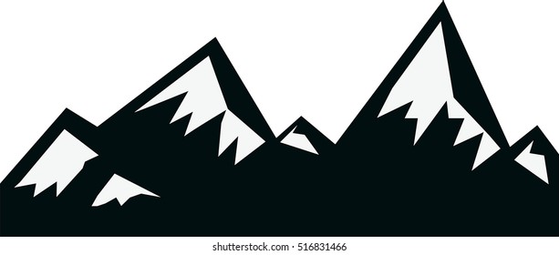 flat design snowy mountains icon vector illustration