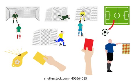 Flat design soccer footall icons set