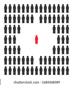 Flat design of social distancing, people keep distance in public society from diseased patient to protect from COVID-19 coronavirus outbreak spreading. Vector Eps 10